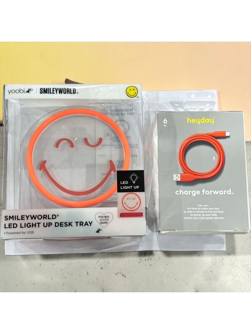 SmileyWorld LED Light Up Desk Tray & Heyday 6ft USB-A To Lightning Cable Bundle